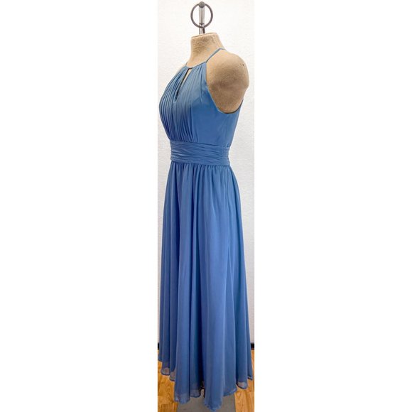 Kennedy Blue Halter Maxi High Waist Key Hole Back Light Blue Zip Dress Sz. 6 - Picture 2 of 8